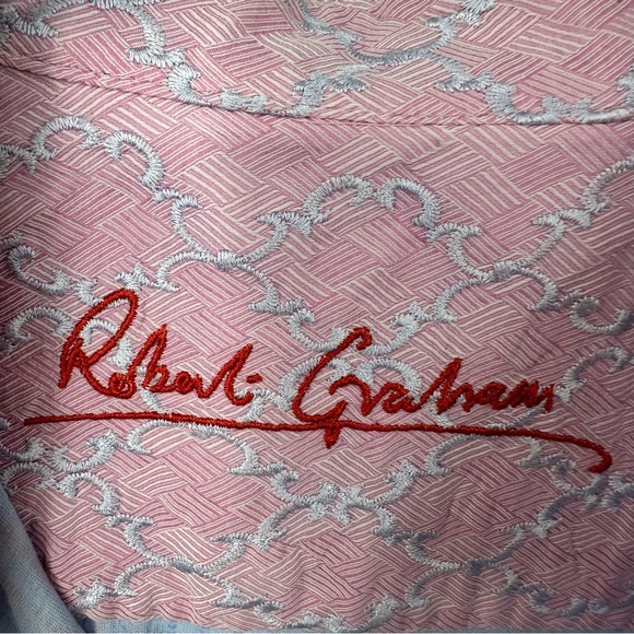 Robert Graham Mens Button Up Long Sleeve Shirt Blue Flip Cuff Stripes XL | Q1946 - Picture 11 of 12